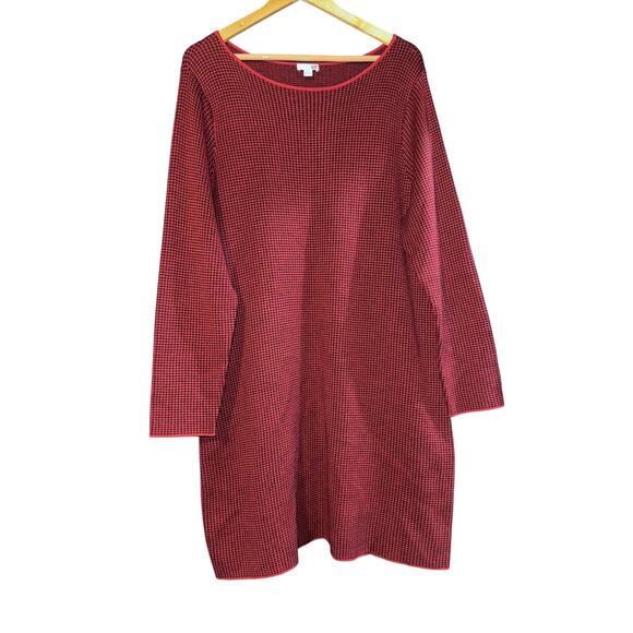 J Jill Houndstooth Sweater Dress Ponte Knit Women's XL Fall Warm Winter Holiday - Picture 1 of 8